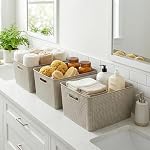BINO | Plastic Storage Baskets, 45 Liter - 2 Pack, Natural Grey | THE WOVEN COLLECTION | Storage Basket for Shelves | Woven Storage Baskets for Organizing Bins | Pantry Shelf Organizer | Container Bin - Image 2