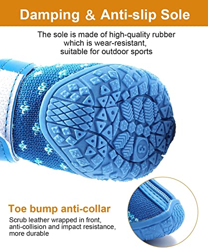 Image of KUTKUT Small Dog Anti-Slip Boots With Reflective Straps - Soft Mesh Breathable Adjustable Puppy Shoes - Paw Protective Booties With Zipper for Small & Medium Dogs - 4PCS Blue