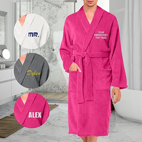 Teeamore Personalized Embroidered Robes Custom Monogrammed Plush Microfleece Bathrobes #TOP2