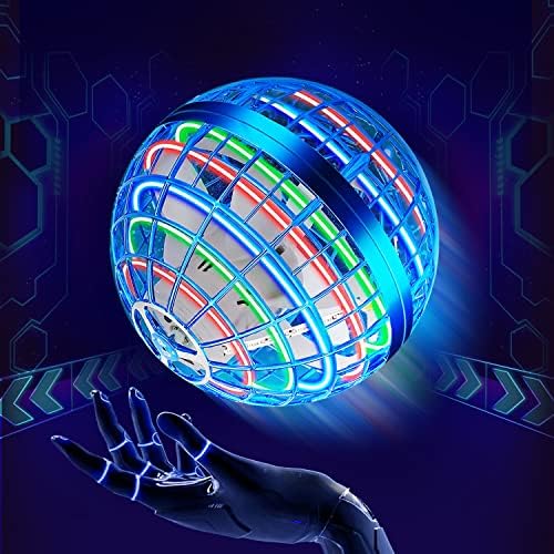 Hecai Floating Ball Toy, Boomerang Ball Flying Ball Toy, Magic Flying Orbs Led Lights Infinity Hoverball Cosmic Orb Drone Ball Flying Toys for Kids (Blue)