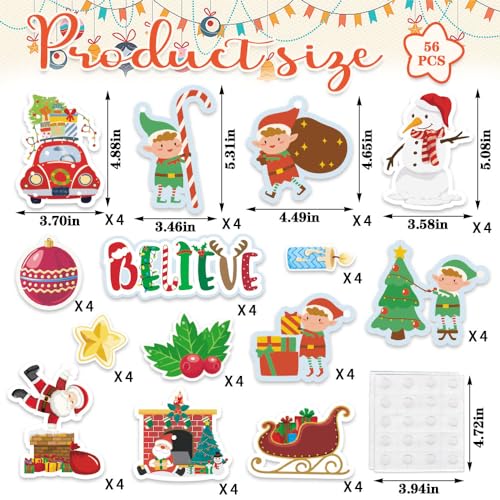 Image of Hying 56 PCS Christmas Cutouts Set - Xmas Snowman, Santa Gnomes, Winter Holiday Decorations for Bulletin Board, Classroom, Home - Cardstock Paper Cut-Outs
