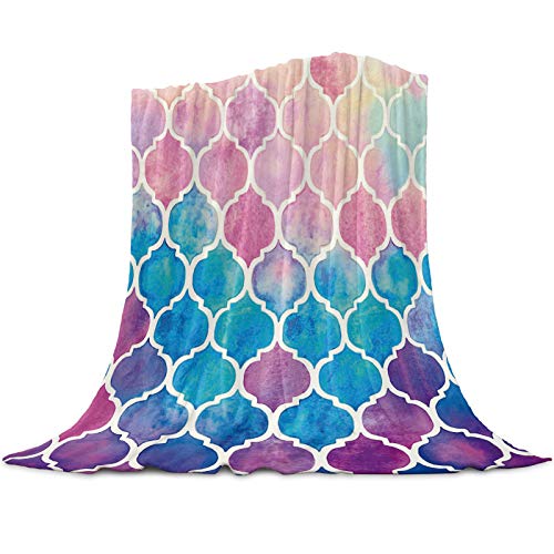 毛布 シングル ブランケット ぶらんけっと モロッコ 菱形 格子 多彩 おしゃれ 夏用 エアコン対策 吸湿発熱 マイクロファイバー 冬用敷き毛布 フランネル 柔らかい ひざ掛け お昼寝ケット 掛け毛布 洗える もうふ フリース 軽量 薄手 100x150cm