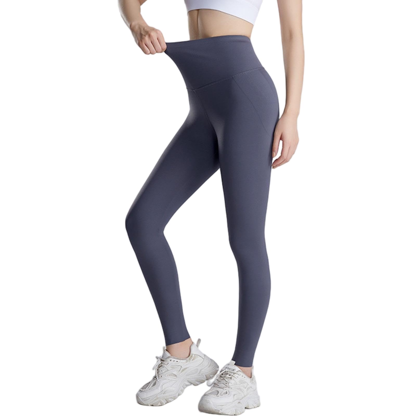 HJDMO Legginsy Damskie Wysoki Stan Pogrubione Bezszwowe Zima Yoga Krzyżowy Płaski Pas Kontrola Brzucha Uniesienie Pośladków Bieganie Wędrówki S do XXL 4 Kolory Czarny Szary Fioletowy Kawa