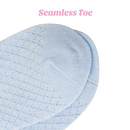 Meeshine 5 Pack Toddler Girls Ruffle Lace Trim Socks Eyelet Mesh Frilly Ankle Socks Princess Dress Soft Cotton Kids4