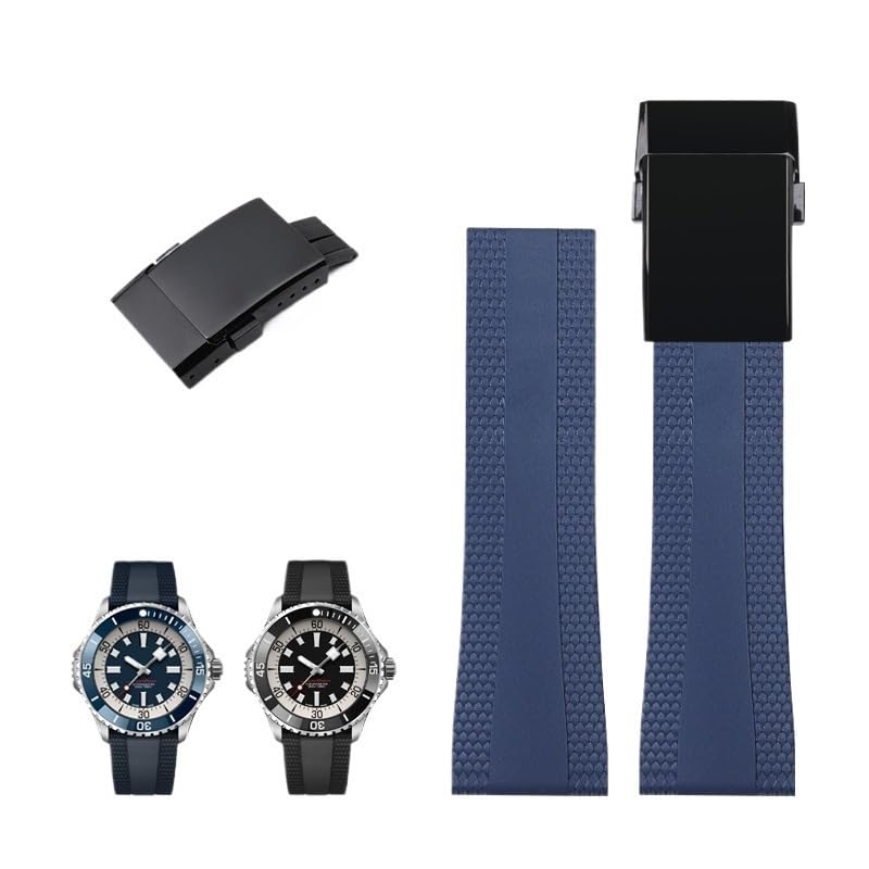 Bracelet de montre en caoutchouc 22mm imperméable idéal pour boîtier Pilot 46 mm