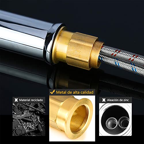 GAVAER-Grifo-de-Lavabo-Grifo-de-Bano-Durable-Grifo-de-Lavabo-Alto-Lavabo-Practico-Monomando-Grifo-Valvula-De-CeramicaGrifo-Mezclador-Agua-Fria-y-Caliente-Metales-de-Cromado-Grifos-Fregadero