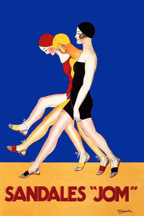Sandales Jom Fashion Girls Swimsuit Sandals Cappiello Vintage Poster Reproduction (32” X 48” Image Size Paper)