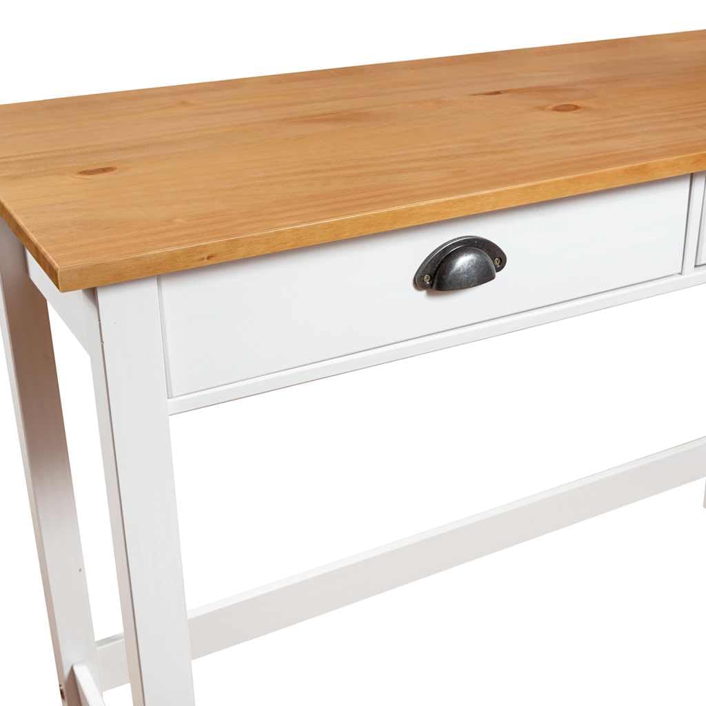 vidaXL Mesa Consola con 2 Cajones Auxiliar Dormitorio Vestíbulo Café Interior Cocina Comedor de Entrada Recibidor Mueble Madera Pino