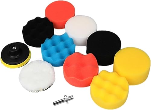 3 pulgadas 11 unidsset auto autoadhesivo pulir esponja cera rueda de lana disco de pulido almohadilla para pulidor automotriz taladro adaptador