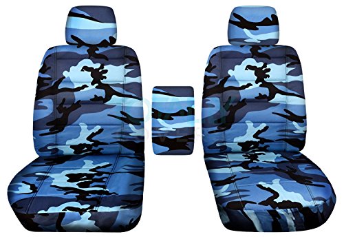 Totally Covers Compatible with 2009-2014 Ford F-150 Camo Truck Bucket Seat Covers with Center Armrest: XLT/Texas, Blue Camouflage (16 Prints) F-Series F150 Front