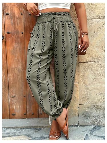 SHENHE Women's Plus Size Print High Waist Boho Palazzo Hippie Casual Lounge Pant3