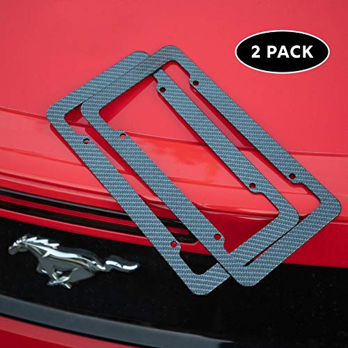 Motorup America Carbon Fiber License Plate Frame (Pack of 2) Best for Front & Rear - Auto Accessories Fits Select Vehicles Car Truck Van SUV Bumper Cover Tag Holder