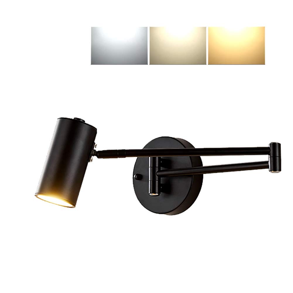 CTCOIJRN Lámpara de pared con brazo oscilante, apliques de pared enchufables, luz de lectura de brazo largo, lámpara de noche ajustable plegable, luces decorativas, iluminación de pared for dormitorio