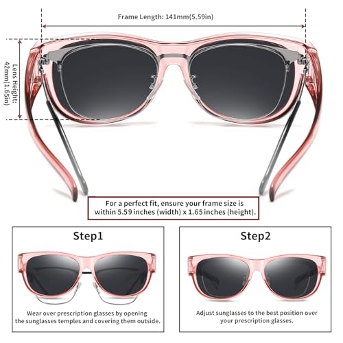 Image of HAOLOTA Sunglasses that Fit-Over Glasses Women Polarized, Trendy Cat Eye Sunglasses Wear Over Glasses, UV Protection