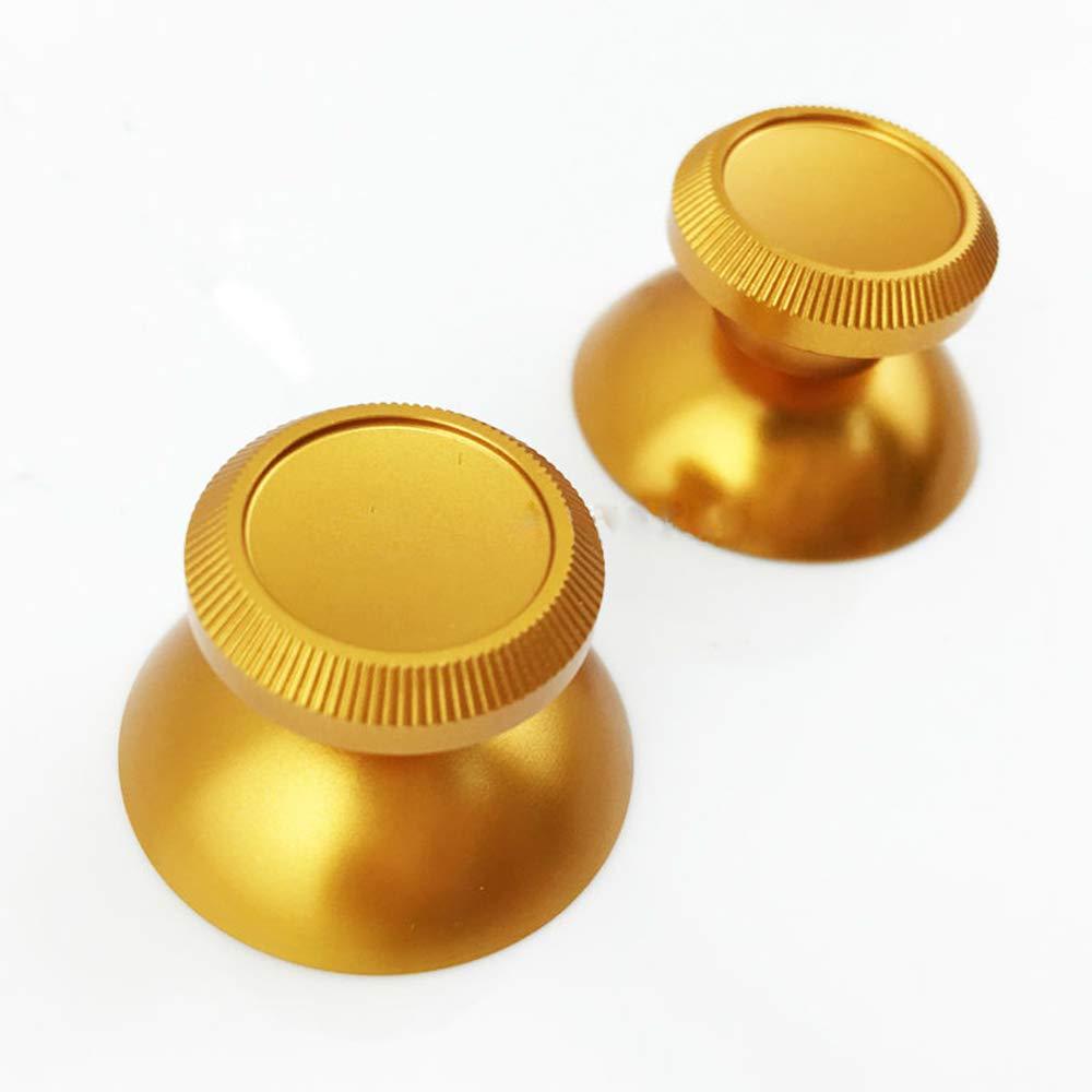 guanximaoyi 2PCs Replacement Rocker Metal Analog Joystick Thumbstick Mushroom Caps Controller Accessories Repair for PS4 PS3 Xbox One (Gold)