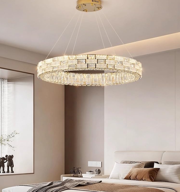 Lustre rond suspendu cristal résout le manque de luminosité du salon