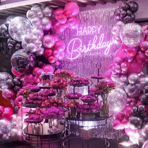 Image of PartyWoo Hot Pink Balloons 50 pcs 12 Inch Pearl Magenta Fuchsia Dark Pink Latex Helium Balloons for Valentine's Day Baby Shower Bachelorette Bridal Shower Birthday Party Decorations Pink-Z308