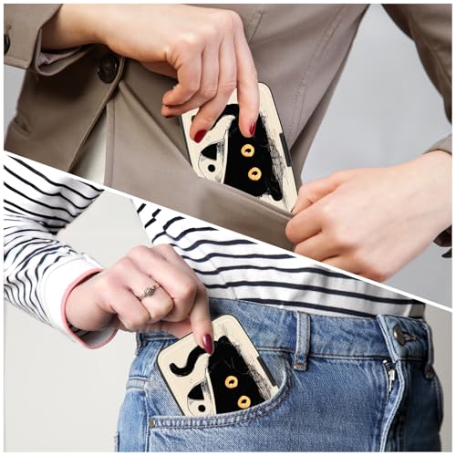 Image of Credit Card Holder, Mini Aluminum Card Wallet RFID Blocking Slim Metal Hard Card Case for Women Men, Cat Lying Down
