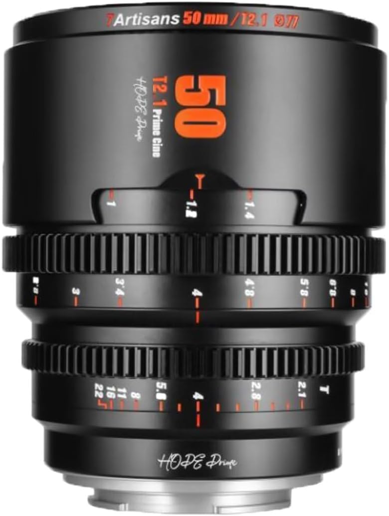7artisans 10mm/16mm/25mm/35mm/50mm/85mm T2.1 Cine Lens for Sony E APS-C 260° Ultra Long Focus Mirrorless Camera Lens for Portraiture/Street Photography/Humanistic (50mm T2.1)-image-21