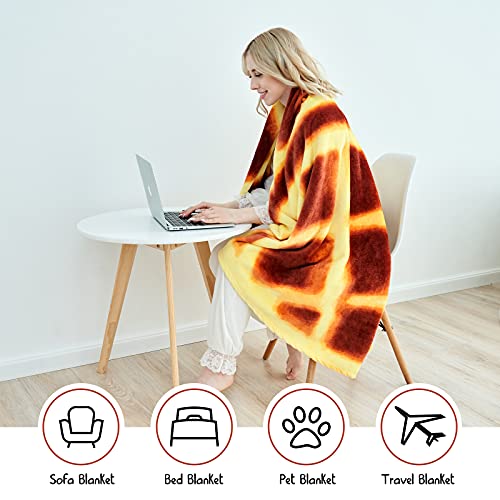 Casofu Waffles Blanket, Giant Flour Waffles Throw Blanket, Novelty Waffles Blanket For Your Family, Soft And Comfortable Flannel Waffles Blanket. (Brown And Yellow,60 Inches) #TOP3