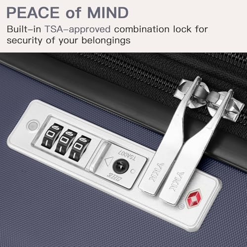 Kono 24 Inch Expandable Spinner Luggage with Wheels Hardshell Medium Checked Suitcase TSA Lock Navy4