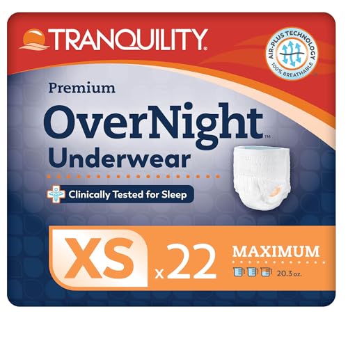 Image of Tranquility Overnight Absorbent Underwear, XS, Maximum, 28 in, 22 ct