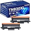 TN830XL – Cartucho de tóner negro de alto rendimiento, 2 unidades de repuesto para TN-830XL TN 830XL, compatible con impresora Brother HL-L2460DW DCP-L2640DW HL-L2480DW HL-L2400D HL-L2405W MFC-L2820DW