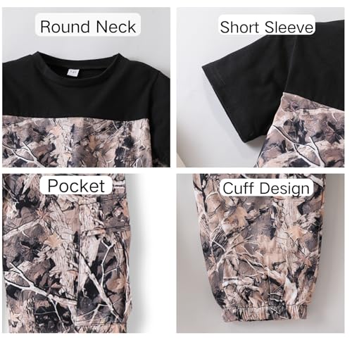 Image of 5-12 Years Boys Clothing Set Camo Hoodie & Cargo Pants Outfits Set 2025 Fashion Clothing