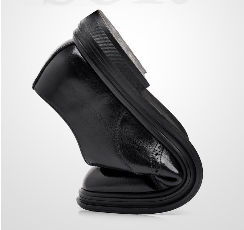 Battle Men Men's Elevator Oxford 2.4" Height Increasing Elevator Shoes Wingtip Formal Leather Dress Footwear with Perforated Design2