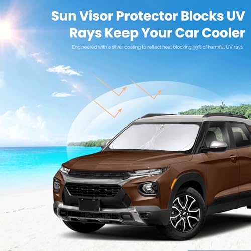 Sunshade for Trailblazer Windshield Sun Shade for Chevrolet 2021-2025 2026 Chevy Trailblazer Accessories Windshield Cover 210T Reflective Front Window Shield Blocks UV Rays Heat Sun Visor Protector