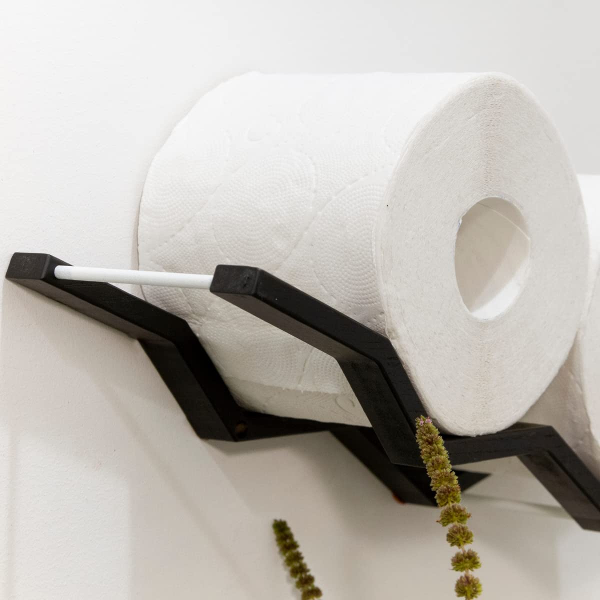 Bathroom Decor Towel Paper Shelf Toilet Paper Holder Bathroom Shelf Shelf Decor Wood Toilet Paper Holder for Toilet Paper Zigzag (Black)