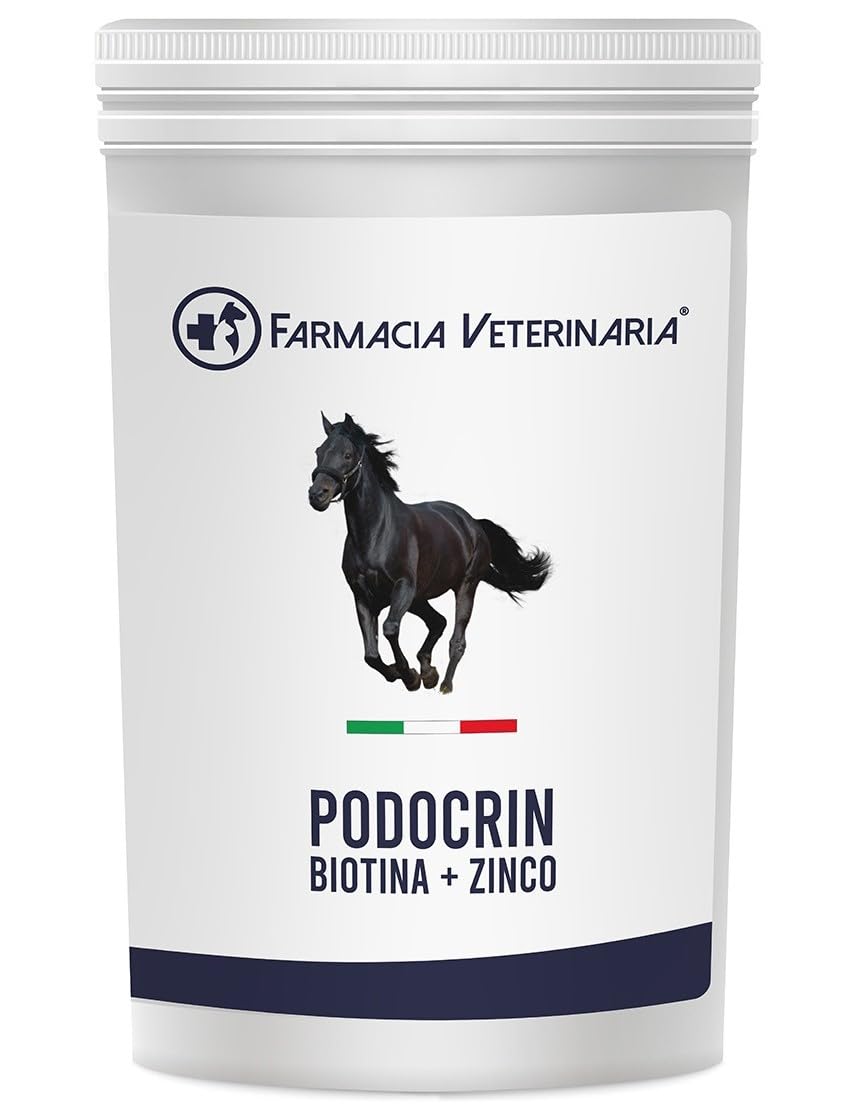 Farmacia Veterinaria Podocrin Zinco + Biotina – Zoccoli Forti e Criniera da Sogno. Integratore per Cavalli Vitamine Microincapsulate per Cavallo – Fortifica Rinforza e Protegge – Confezione 1 Kg.