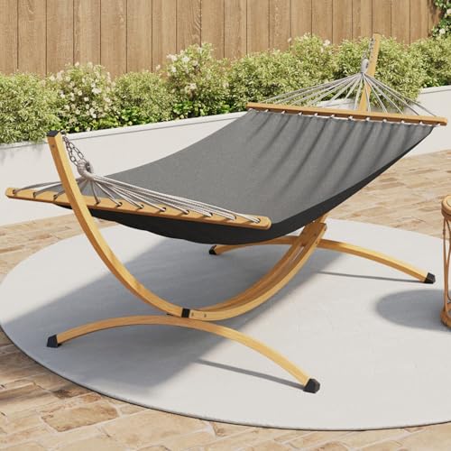 IDMARKET Hamac avec support métal effet bois et toile - vue 2