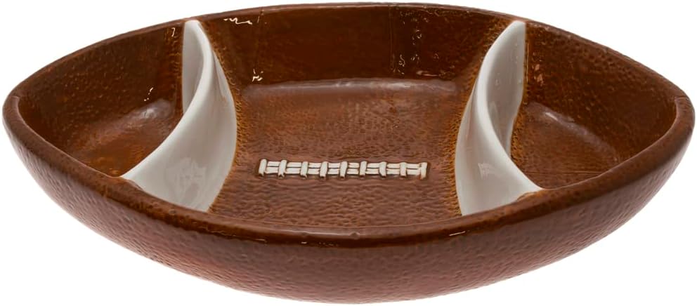 Boston International Chip and Dip Set, Super Bowl Football Party Ceramic Serving Bowls, 12 x 8-inches, Football Fever