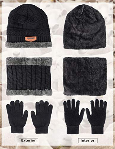Image of MAYLISACC Kids Winter Knitted Hat and Fleece Neck Warmer Scarf Set for Boys Girls Age 5-10
