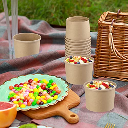 Image of Wuadua 25 Pack 12oz Paper Soup Cups with Lids Disposable Ice Cream Cups | Paper Dessert Cups with Lids Disposable Soup Cups Microwavable and Freezer Safe To Go Bowls with Lids for Hot, Soup Ice Cream