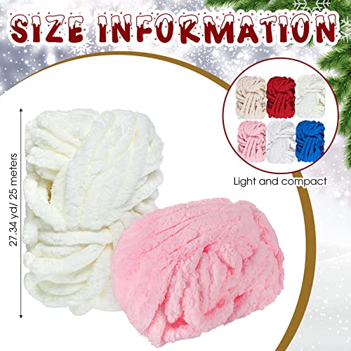 12 Skeins Chenille Chunky Yarn Colorful Chunky Knit Chenille Yarn For Hand Knitting Blankets Bulky Soft Fluffy Yarn For Crocheting Arm Knitting Weaving Diy Craft Throw Blankets Projects, 6 Colors #TOP1