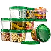 PLASTICPRO 12 Pack Twist Cap Food Storage Containers with Green Screw on Lid- 16 oz Reusable Meal Prep Containers - Freezer and Microwave Safe Green Plastic Food Storage