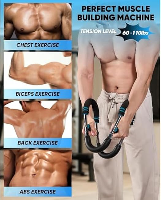 Saker Twister Arm Trainer, Chest Workout Equipment, 60-110lb Adjustable Chest Workout Equipment, Arm Trainer, Twister Arm Trainer, Portable Power Twister Bar,Detachable Design Fitness Anywhere (Blue)