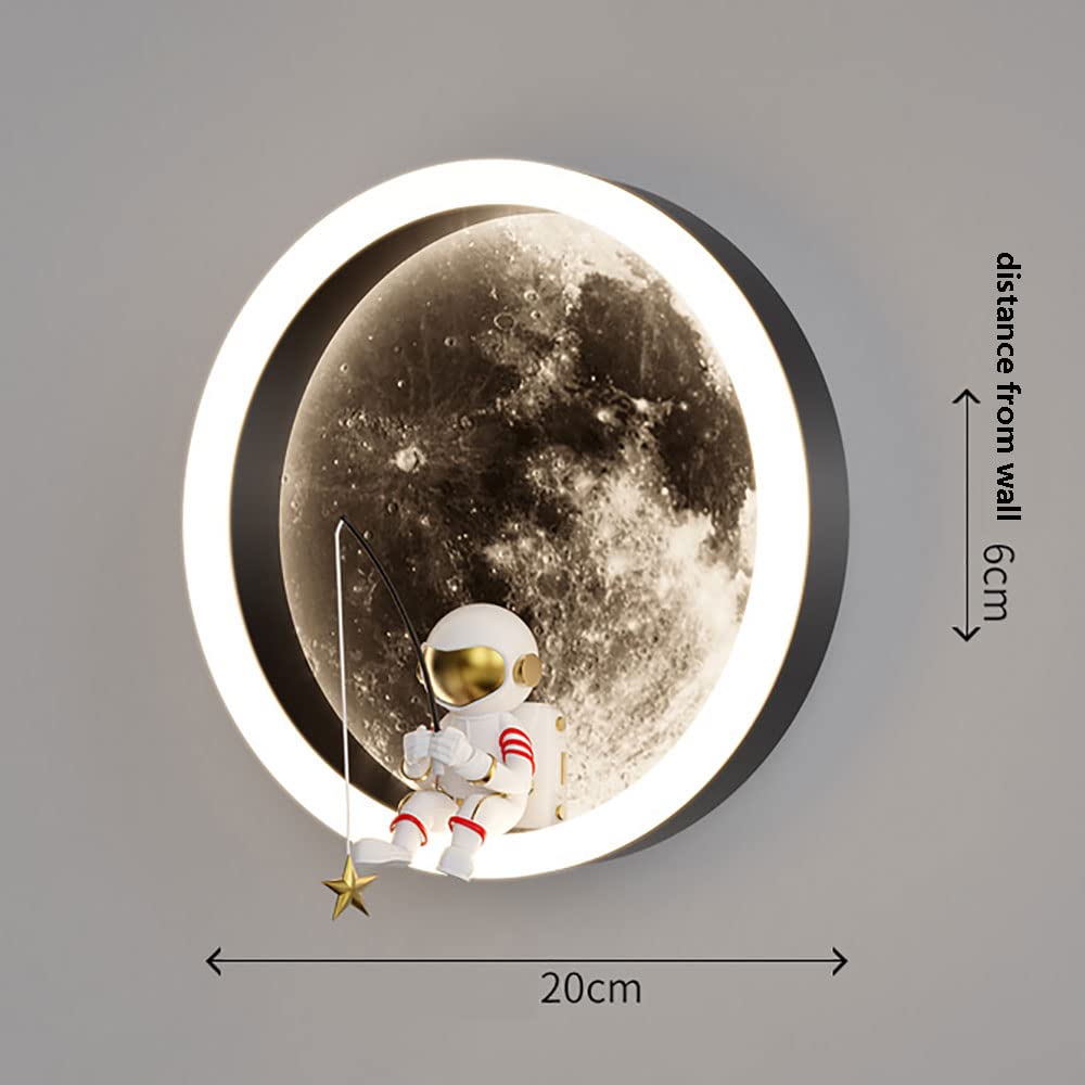 Pokój dziecięcy Kinkiet LED Księżyc Kinkiet Astronauta Zagłówek Światła, Okrągły Montaż Oświetlenia Ściennego Kreskówki Kinkiety Ścienne Dla Dzieci Sypialnia Nocna Przedszkole