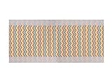Tissu jacquard. Le tapis de cuisine ligne Emozioni fantaisie rayée Zig Zag Twist est en tissu jacquard, un tissu qui s'obtient en fils de différentes couleurs. Les motifs se distinguent en effet par leurs motifs extrêmement complesse et riches en couleurs