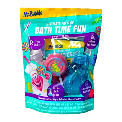 Mr Bubble Sweet Treats Bath Set Lollipop Fizzer Gummy Bear Bubble Bath Bath Potion Soap Stickers