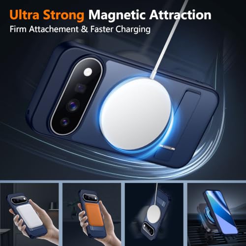 Image of SPIDERCASE Magnetic for Google Pixel 11 Pro XL Case,Built-in Stand,Blue | [3 Stand Ways] Invisible Kickstand|Translucent Matte|Drop Protection| Shockproof Slim Case