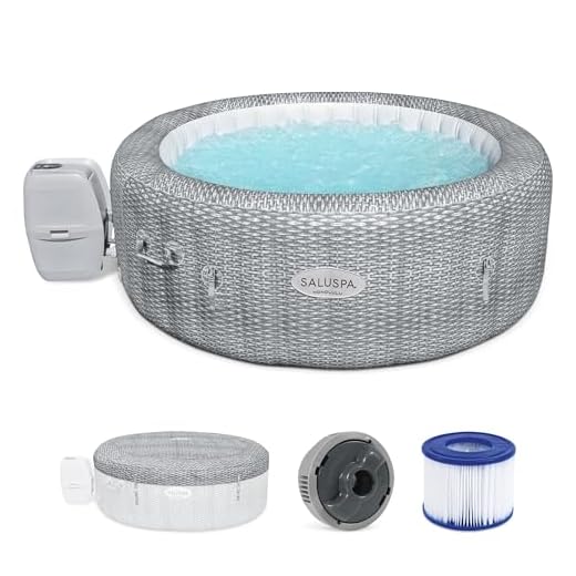 Bestway 54295 SaluSpa AirJet 6 Person Honolulu Inflatable Outdoor Portable Hot Tub Spa with Cover, Pump, and Built in Filtration System