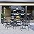 SOLAURA 7-Piece Outdoor Patio Dining Set, 6 Person Outside Table and Chairs Set, Metal Stacked Chairs of 6, Slat Table Top with 1.57" Umbrella Hole (Black)