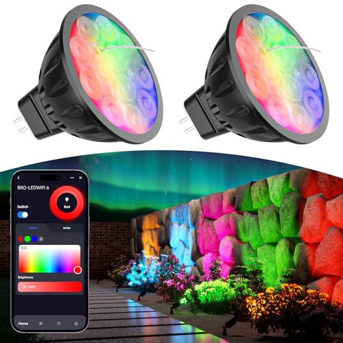 Image of Upgraded Smart WiFi MR16 LED Bulbs Dimmable, RGBW MR16 LED Bulb Color Changing, GU5.3 Bi-pin Base, Multicolor CCT Tunable, Memory Function, Music Sync for 12V Low Voltage Spotlight 2-Pack