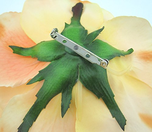 Full 5.5" Peach Rose Silk Flower Brooch Pin #TOP3
