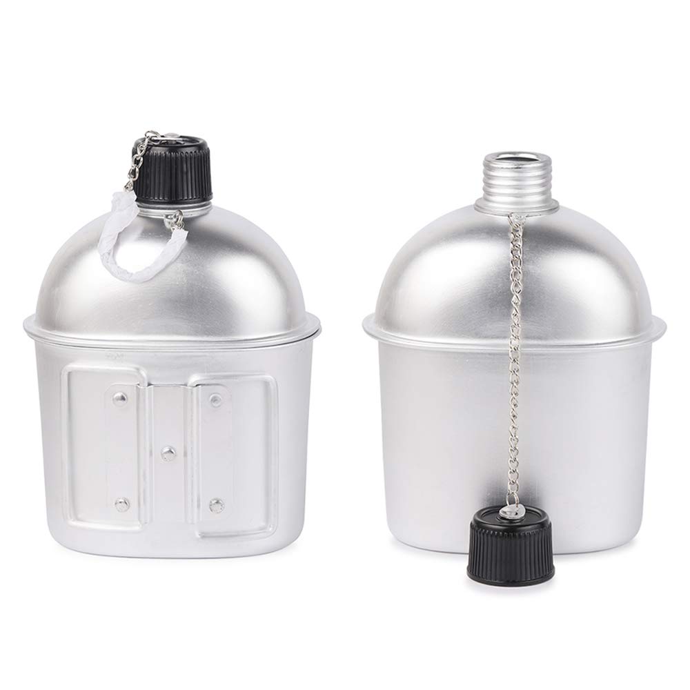 Lixada Military Cantine Zestaw Wojskowy, 3 szt. Aluminiowa bateria kuchenna Military Cantine Cup Patelnia Drewniany zestaw z pokrowcem na kemping, wędrówki