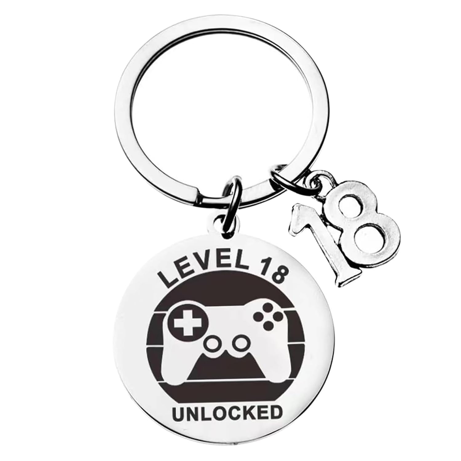 Yingjie Unisex Black 18Th Birthday Gifts,Happy Birthday Gifts Gaming Engraved Keyring,Men Keepsake Keyring Gamer Gifts,Gaming Engraved Keychain,For From Family And Best Friends Boys Girls Keepsake Keyring