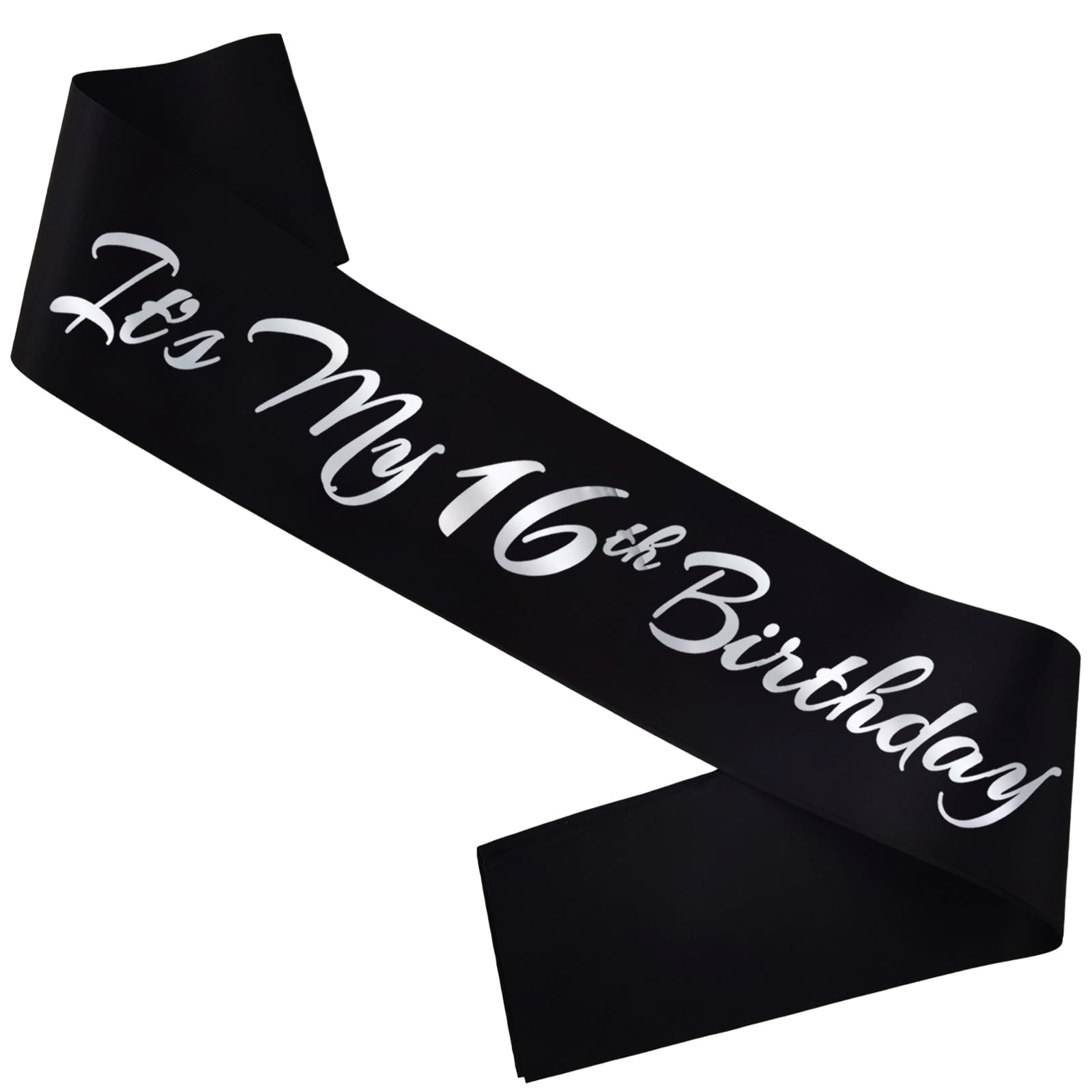 Novaflare It's My 16th Birthday Sash, Black Silver Birthday Sash for 16th Bday Party Supplies, Gifts for Girl or Boy Bday Party Favors